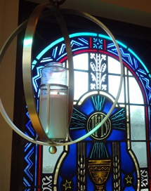 Stained glass window in CMC chapel